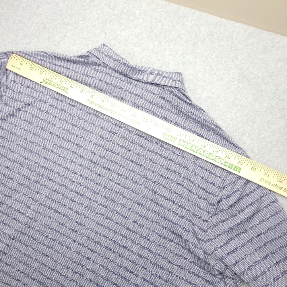 Nike Dri-FIT Polo Shirt Mens 2XL Blue Stripe‎ Golf Performance Stretch Top - Picture 10 of 11